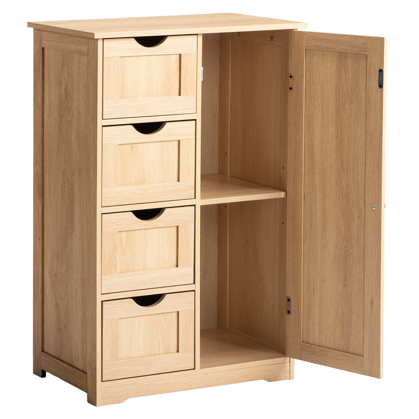 4 Drawer Bathroom Vanity Cabinet With Door Natural Wood Laminate 56x30x80cm