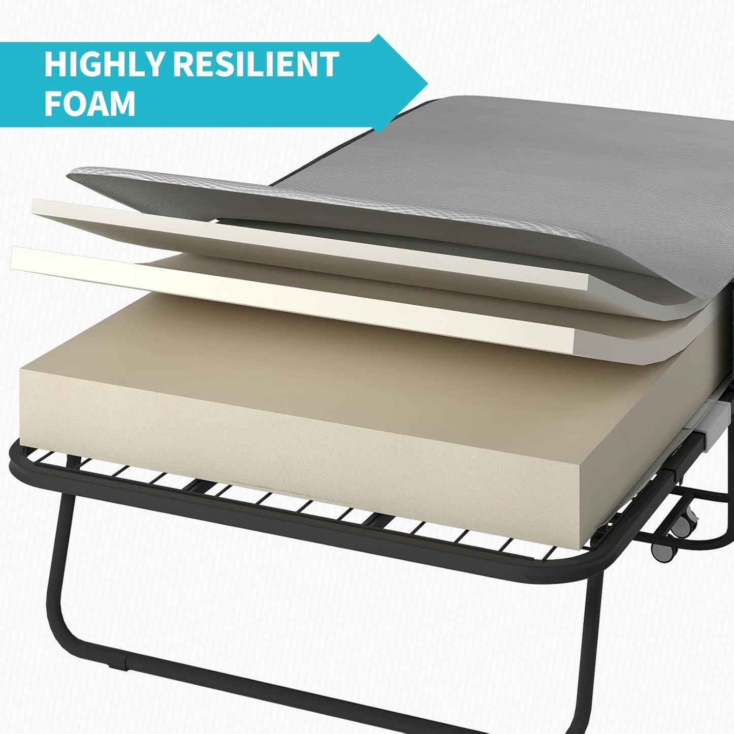 Foldable Bed With 5 Inch Foam Mattress Rollaway 75 By 31