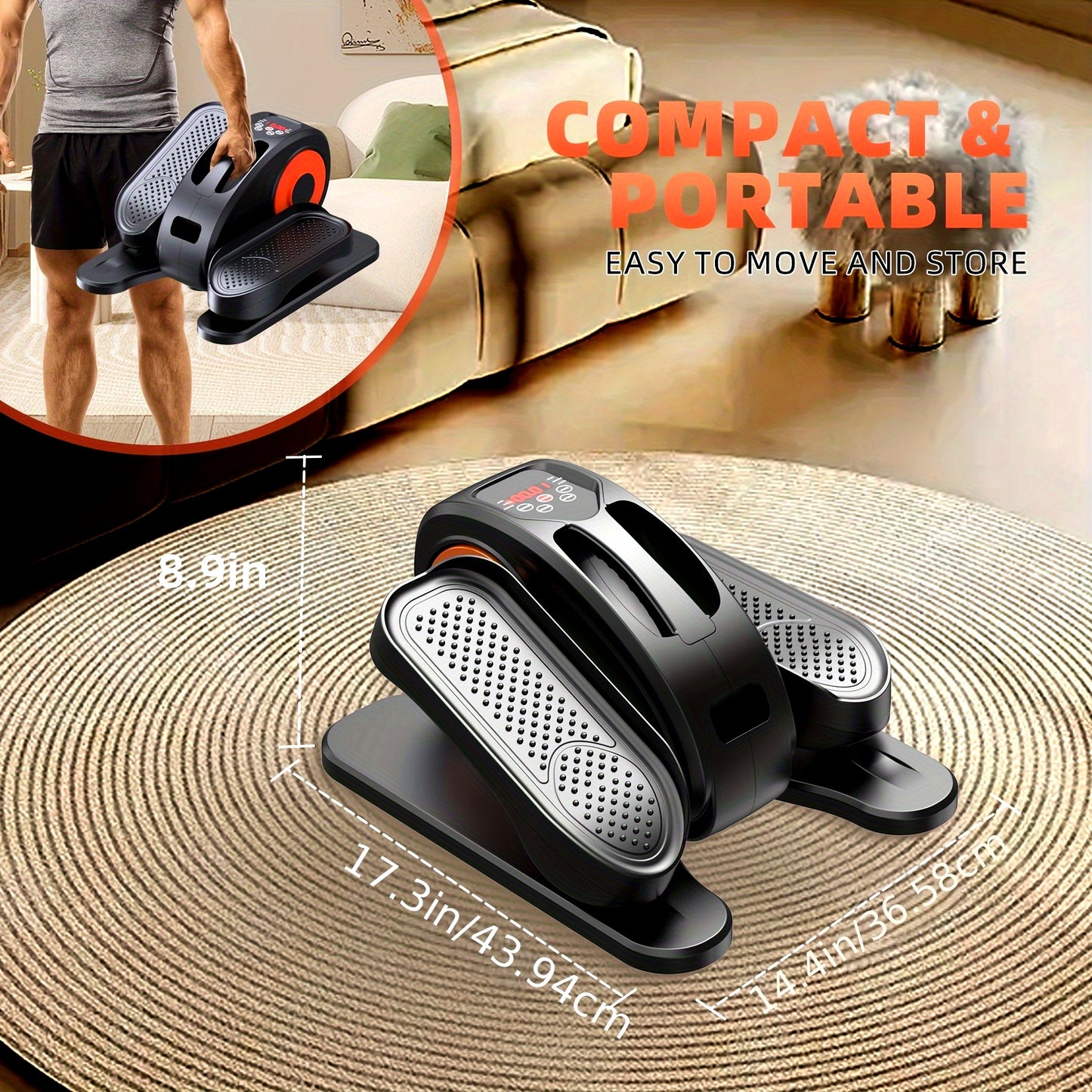 Compact Under Desk Elliptical Machine for Seniors, Quiet & Portable Electric Seated Pedal Exerciser with Remote Control, 12 Adjustable Speeds, Space-Saving Design - Perfect for Low-Impact Workouts at Home Or Office, Elliptica