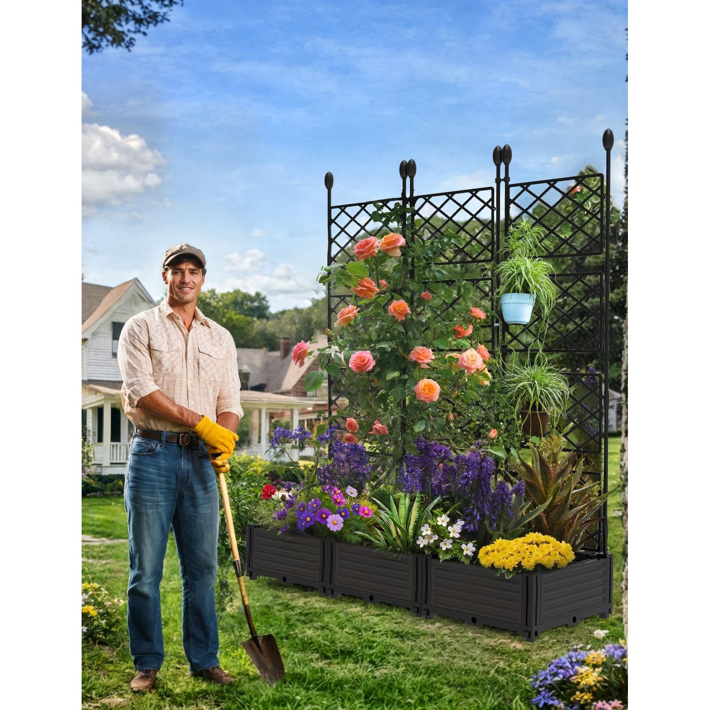 3 Piece Raised Garden Bed Kit 50 Inch By 63 Inch Vertical Garden Box Balcony