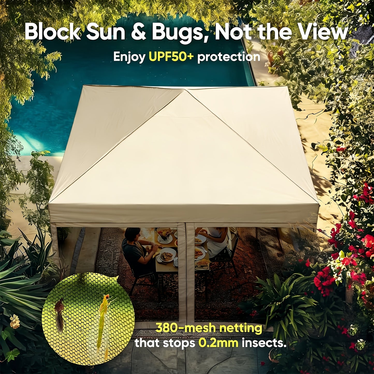 ECOLINEAR 10 By 10 Portable Screen House Canopy With Mosquito Netting For Patio