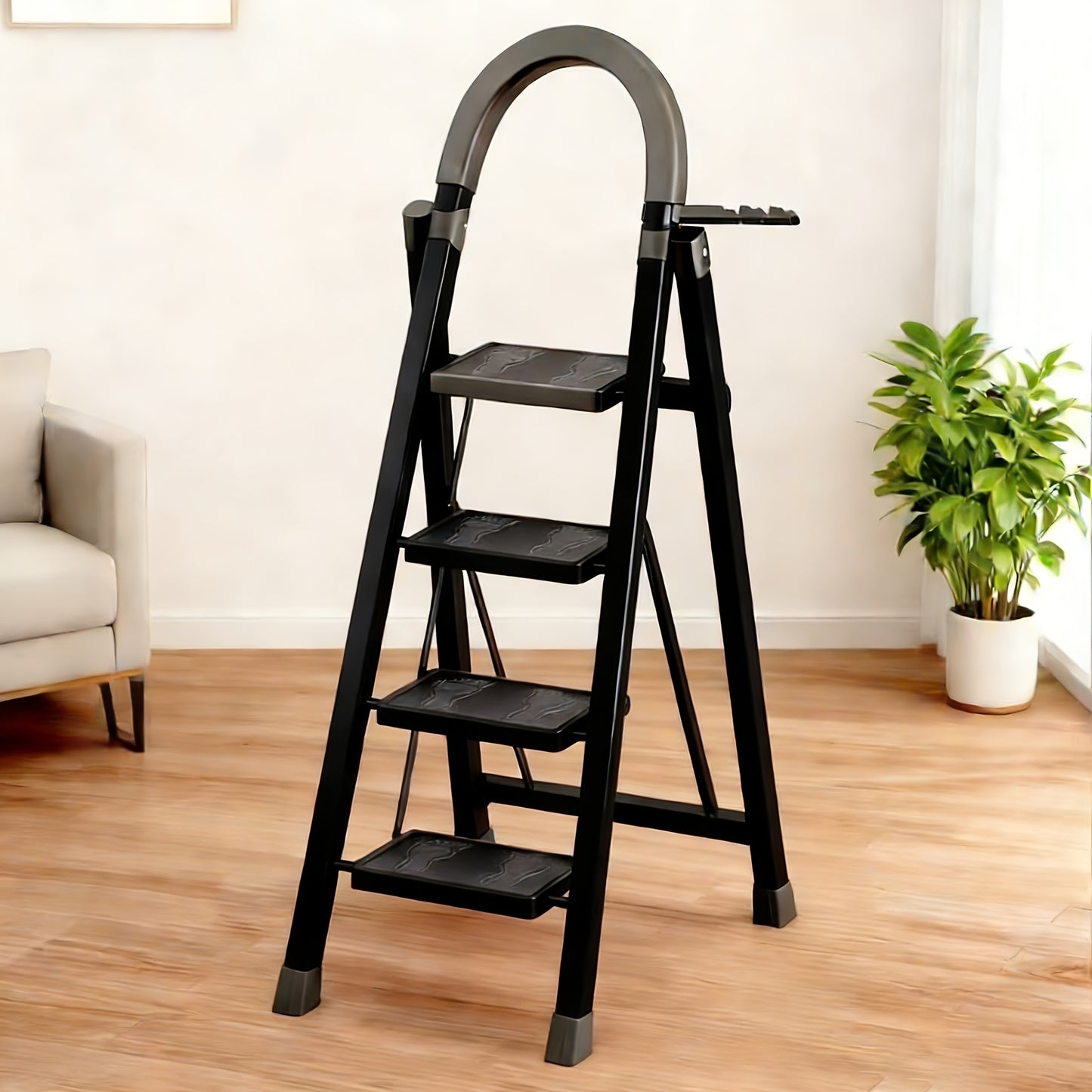 Five Step Portable Folding Ladder With Non Slip Steps Lightweight For Home Use