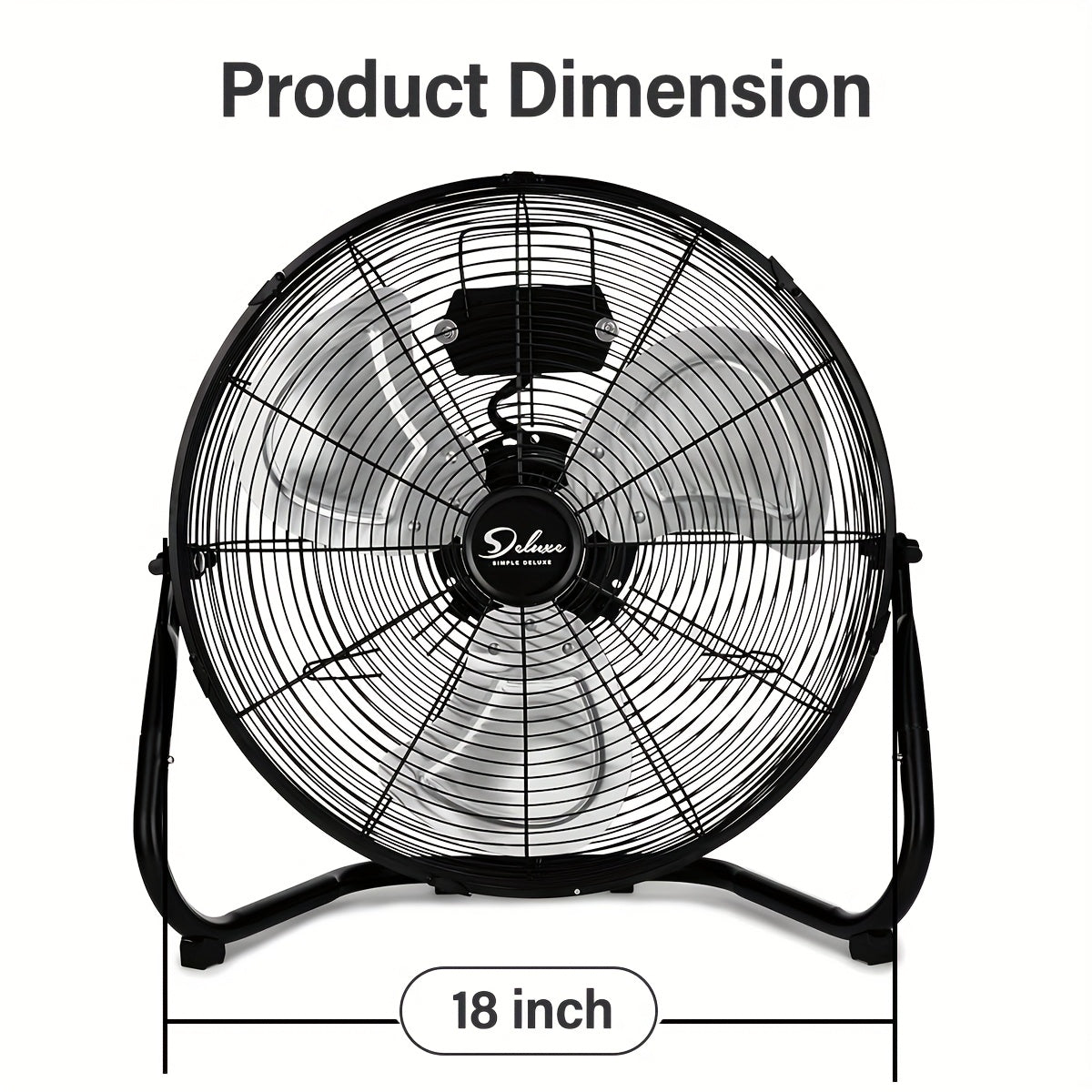 IPower 18 Inch Floor Fan 3 Speed High Velocity Industrial, Heavy Duty Metal Design for Warehouse, Workshop, Factory, And Basement Black, 1 Pack