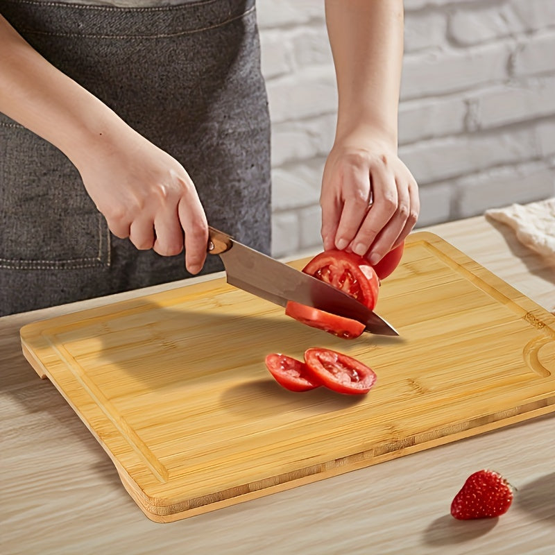 Bamboo Cutting Board Heavy Duty Non Slip Deep Juice Groove Easy Clean
