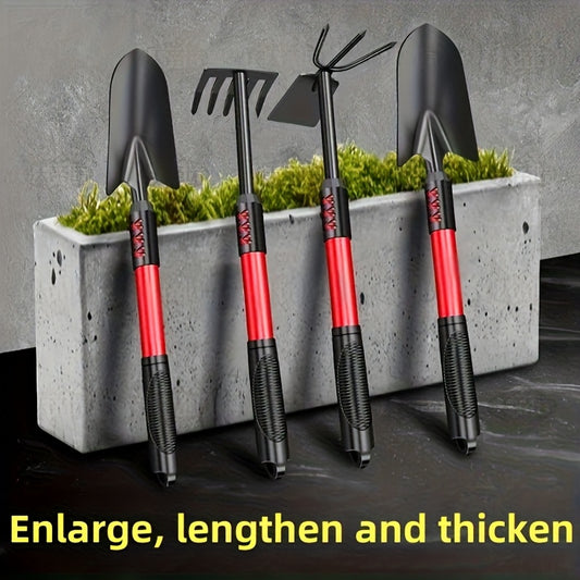 4Pcs Gardening Tool Set Shovel And Five Tine Rake For Succulent Soil Loosening