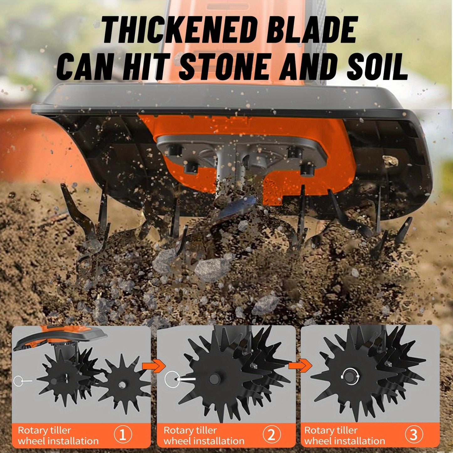 Cordless 20V Garden Tiller Rotary 9 Inch 360 RPM Portable