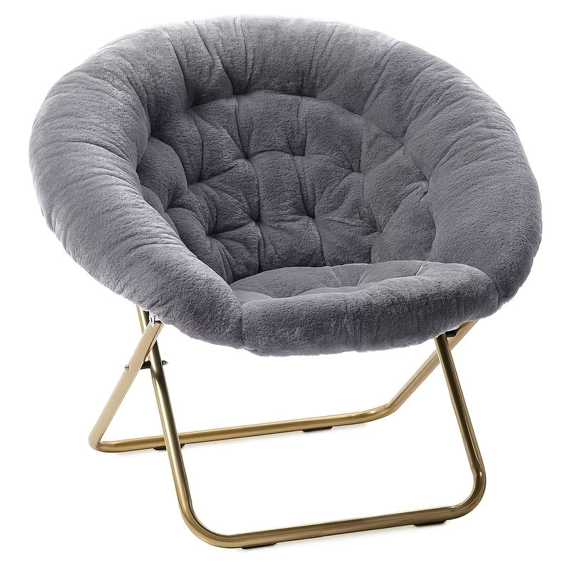 XL Foldable Faux Fur Saucer Chair for Bedroom Dorm Gaming Small Spaces