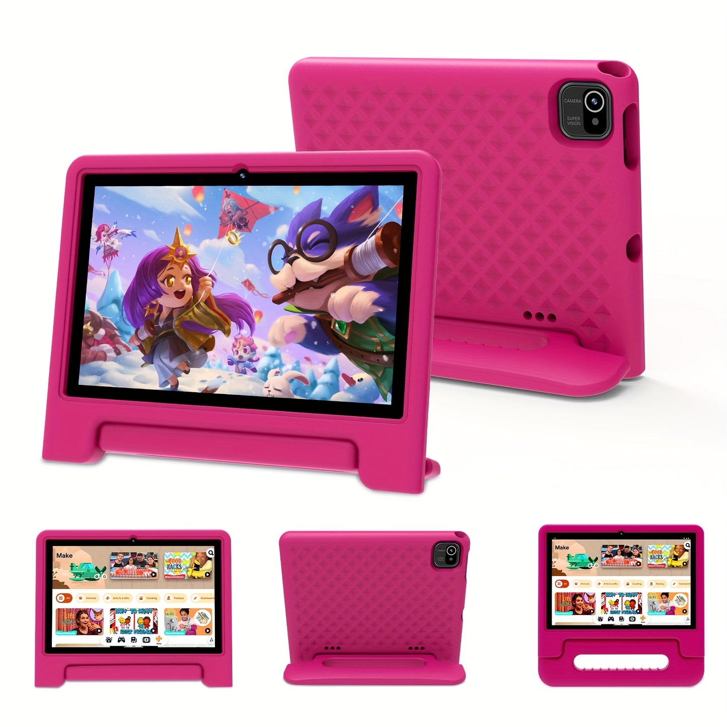 Android 13 Tablet, 10.1-inch Kids Tablet, 1280*800, 4GB(2GB+2GB Expandable) ROM, 32GB RAM, WiFi, 5000mAh, Dual Camera, Parental Controls, Preloaded Apps, Games, Learning Education Tablet with Case, Tablet PC, Eye-Protection,