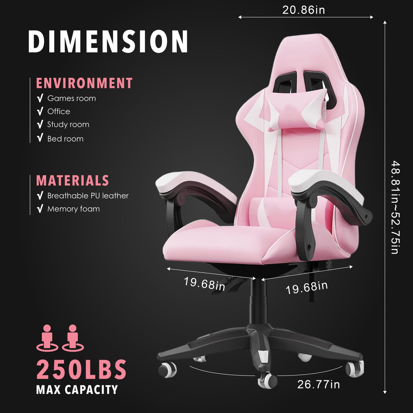 Yami Ergonomic Gaming Chair 135 Degree Heavy Duty Headrest