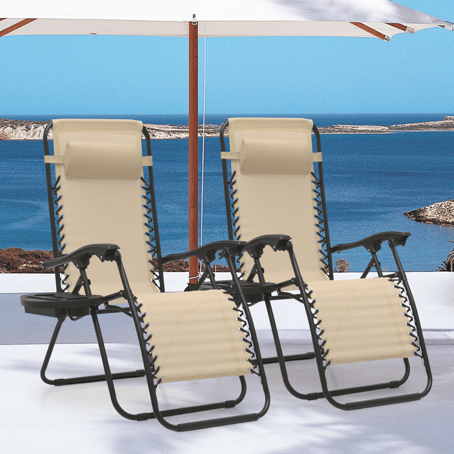 MoNiBloom Zero Gravity Chairs Set of 2 Outdoor Folding Patio Lounge Chairs