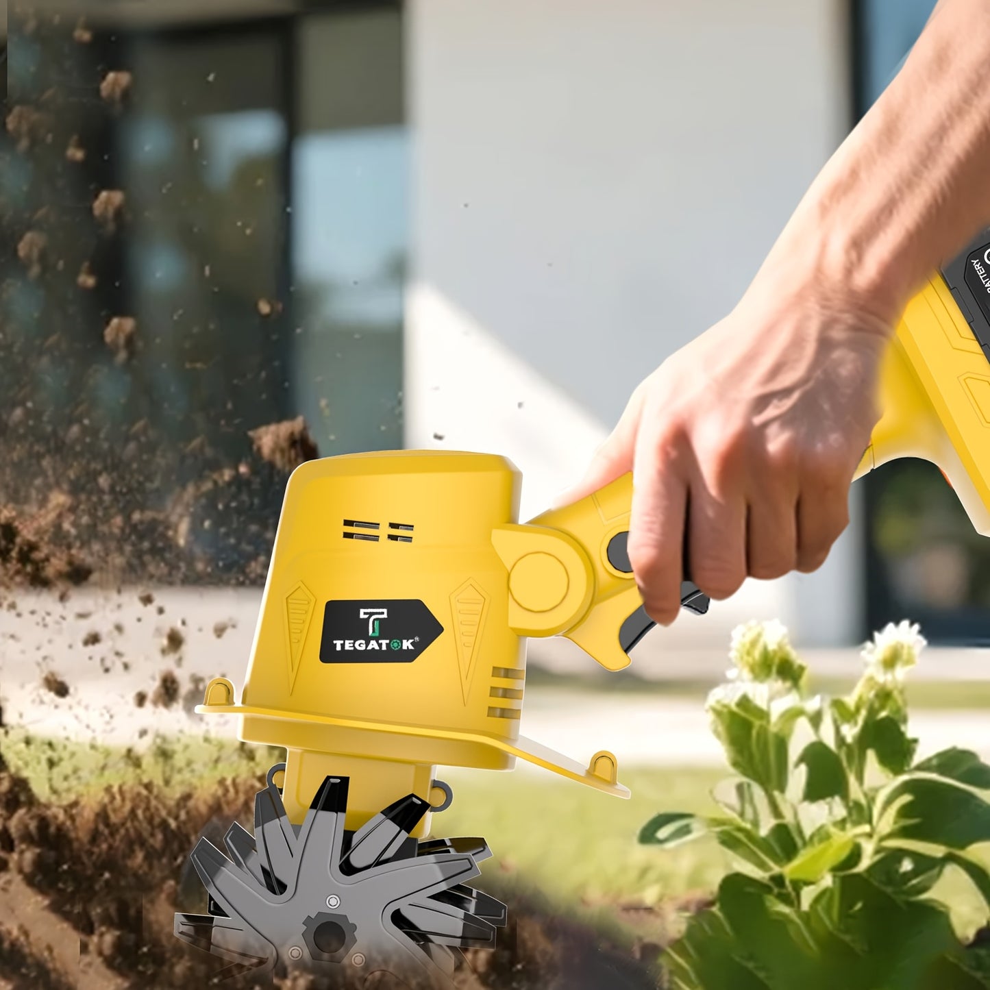 20V Cordless Tiller Cultivator Garden Portable Lightweight Handheld 9 Inch Width