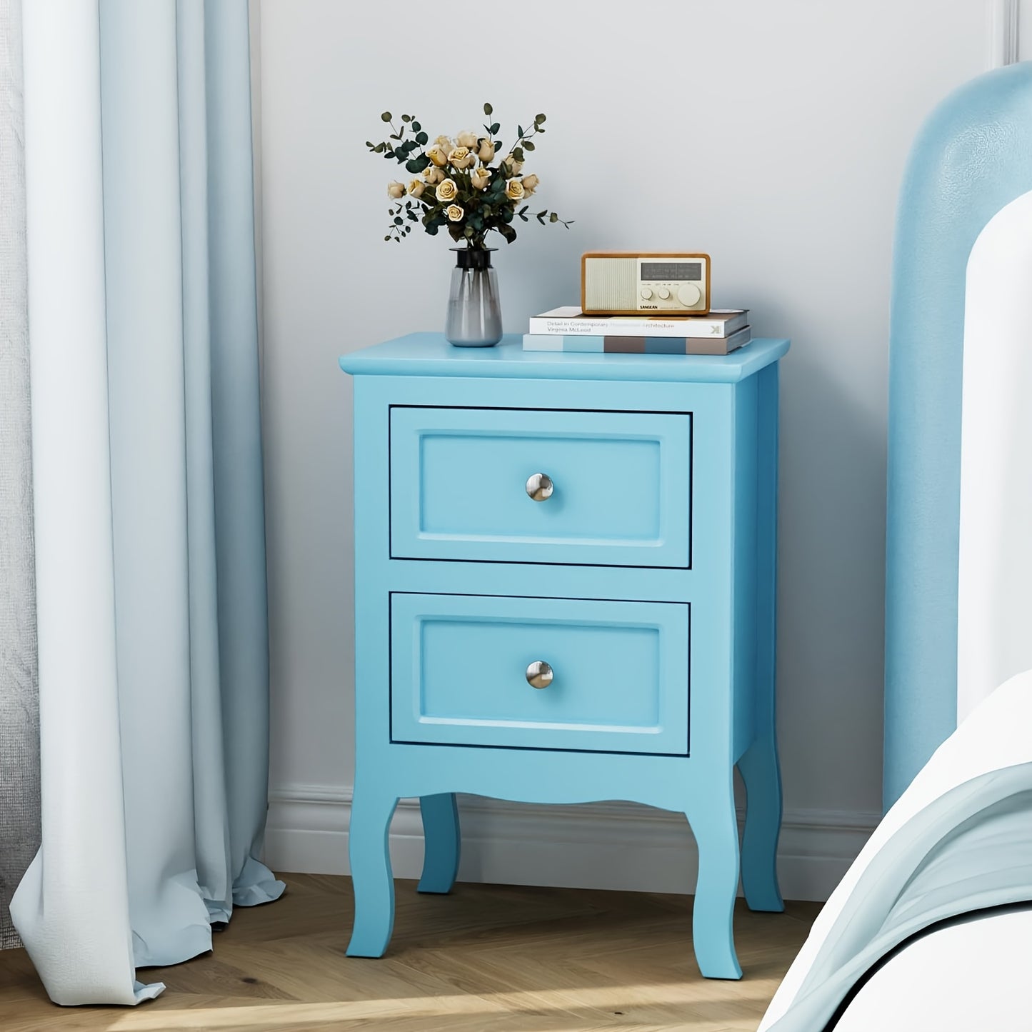 Bonnlo Compact Nightstand With Drawer White Space Saving Bedside Table MDF