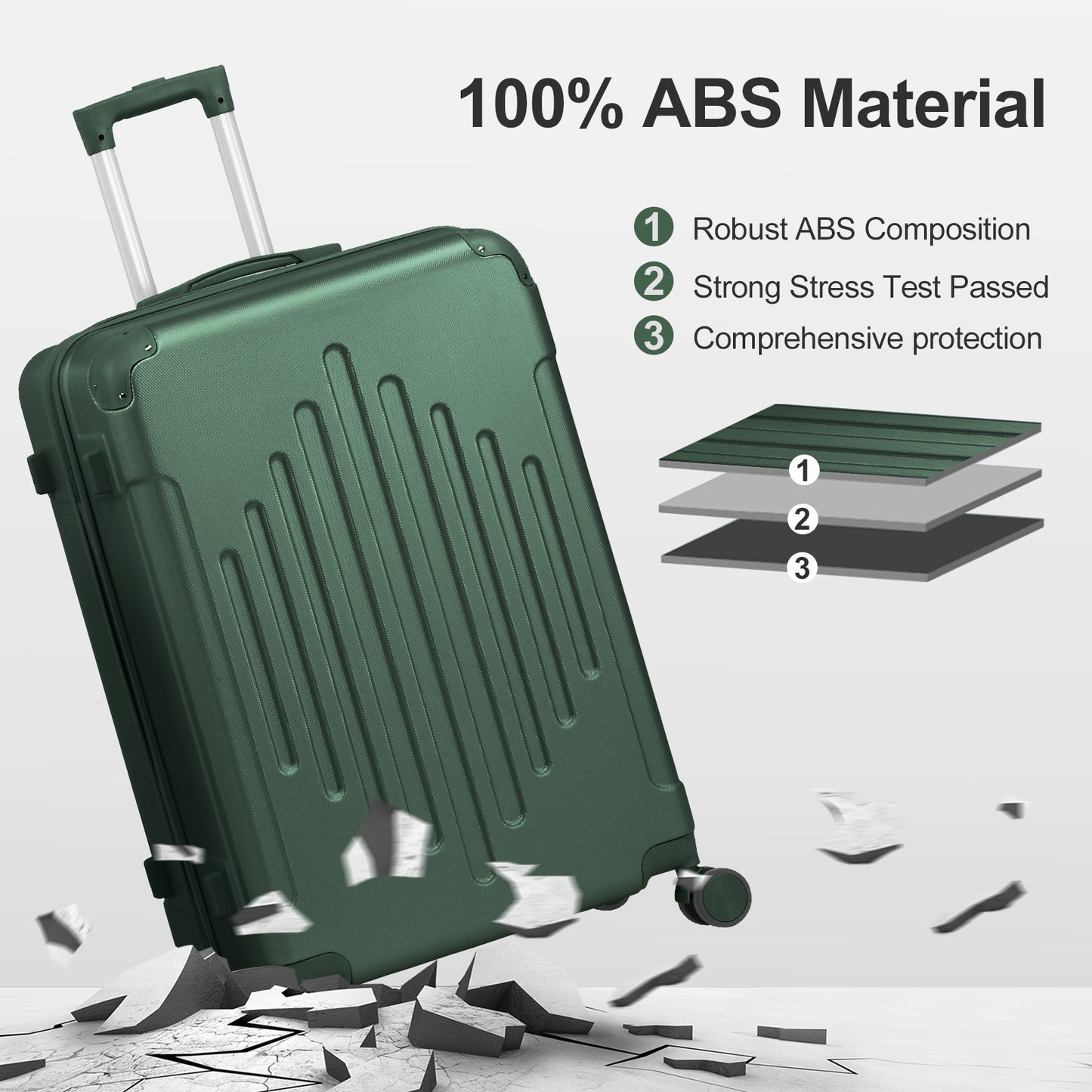 [20-28" ABS Luggage] Airline Approved Lightweight 20/24/28 Inch Carry-On Luggage | ABS Hardshell, TSA Lock & Silent Spinner Wheels