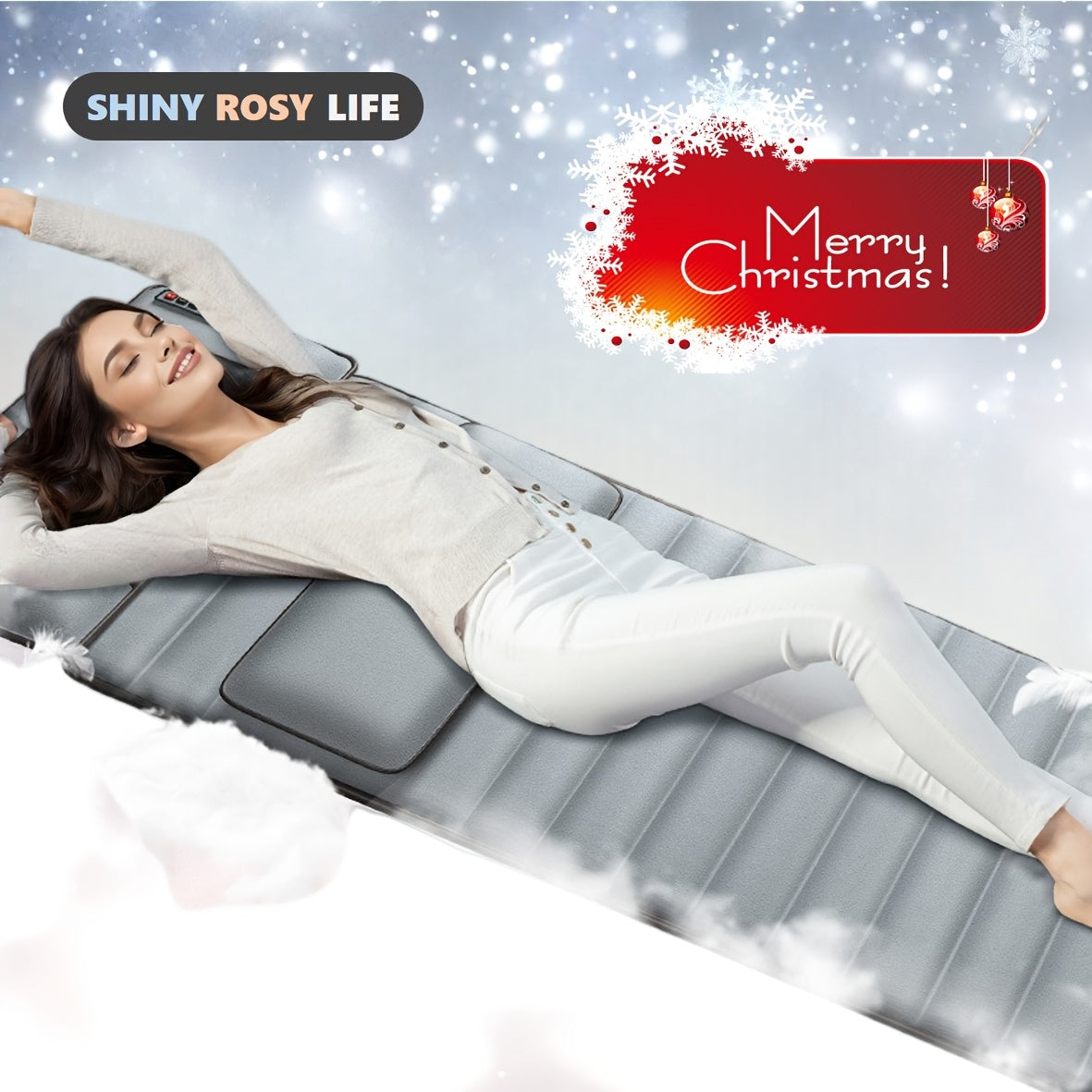 Full Body Massage Mattress Neck Kneading Acupressure Heating 10 Zone Vibration