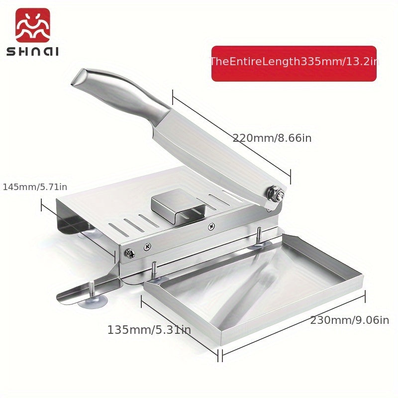 Stainless Steel Manual Slicer Meat Cutter Cutter Slicing Knife Easy To Clean Stainless Steel Manual Meat Cutter Suitable For Frozen Beef, Vegetables And Bones, Ideal Kitchen Gadget