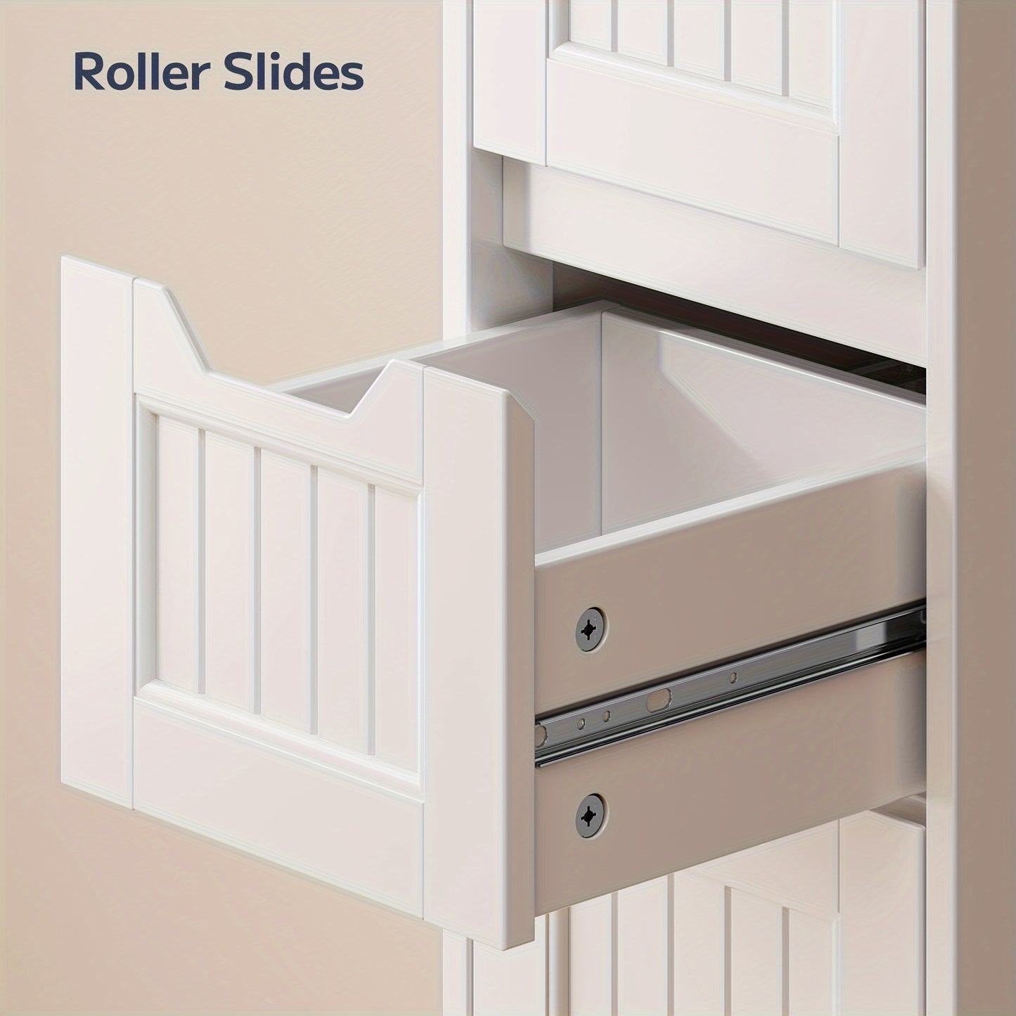Small Freestanding Bathroom Storage Cabinet With 4 Drawers 33 Inch White