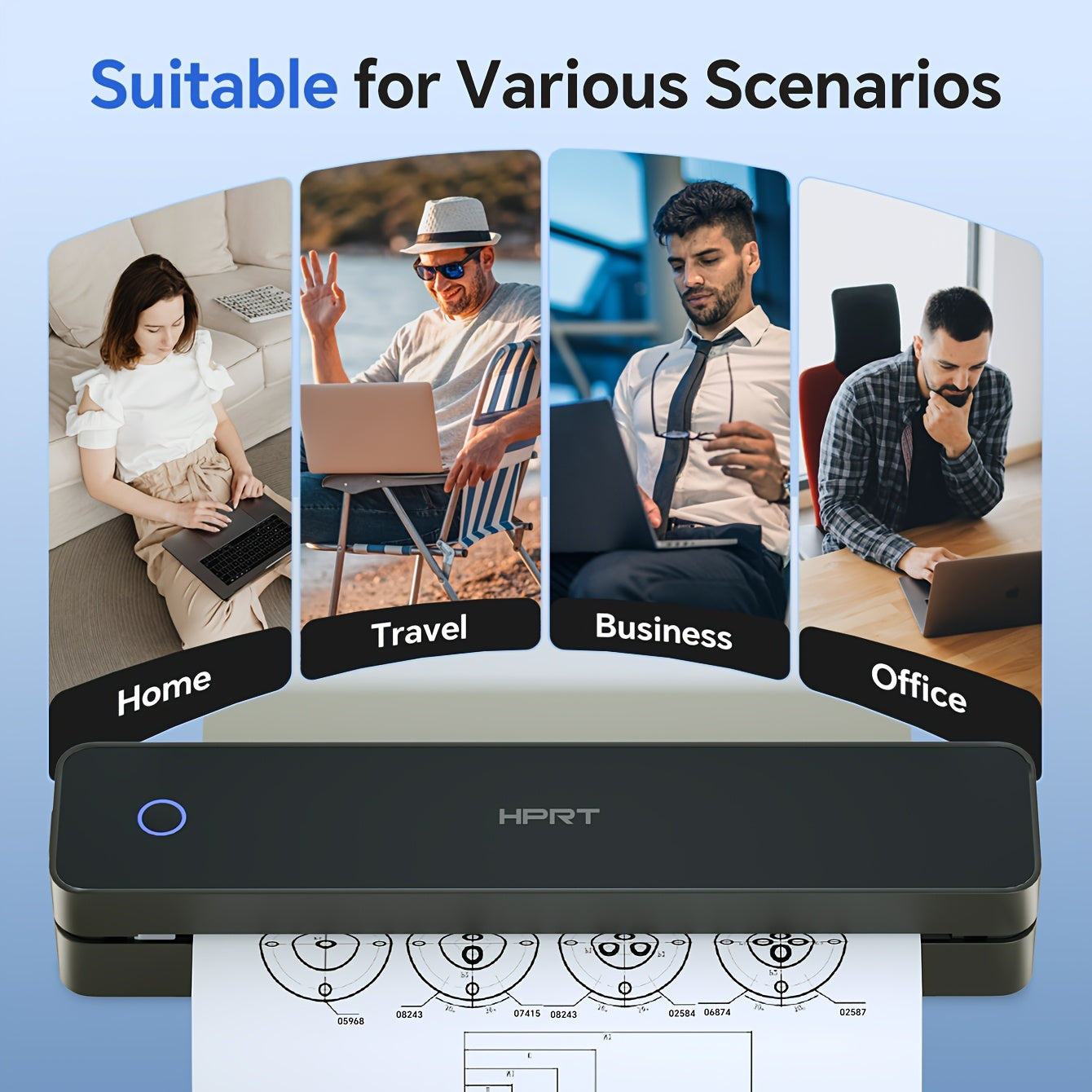 HPRT MT610 Portable Inkless Mobile Printer, Compact Office Thermal Wireless Printing for Smartphones & Laptops, 203DPI High Resolution with 8.5x11 Letter and A4 Paper Support – Ideal for Travel/Business Trips