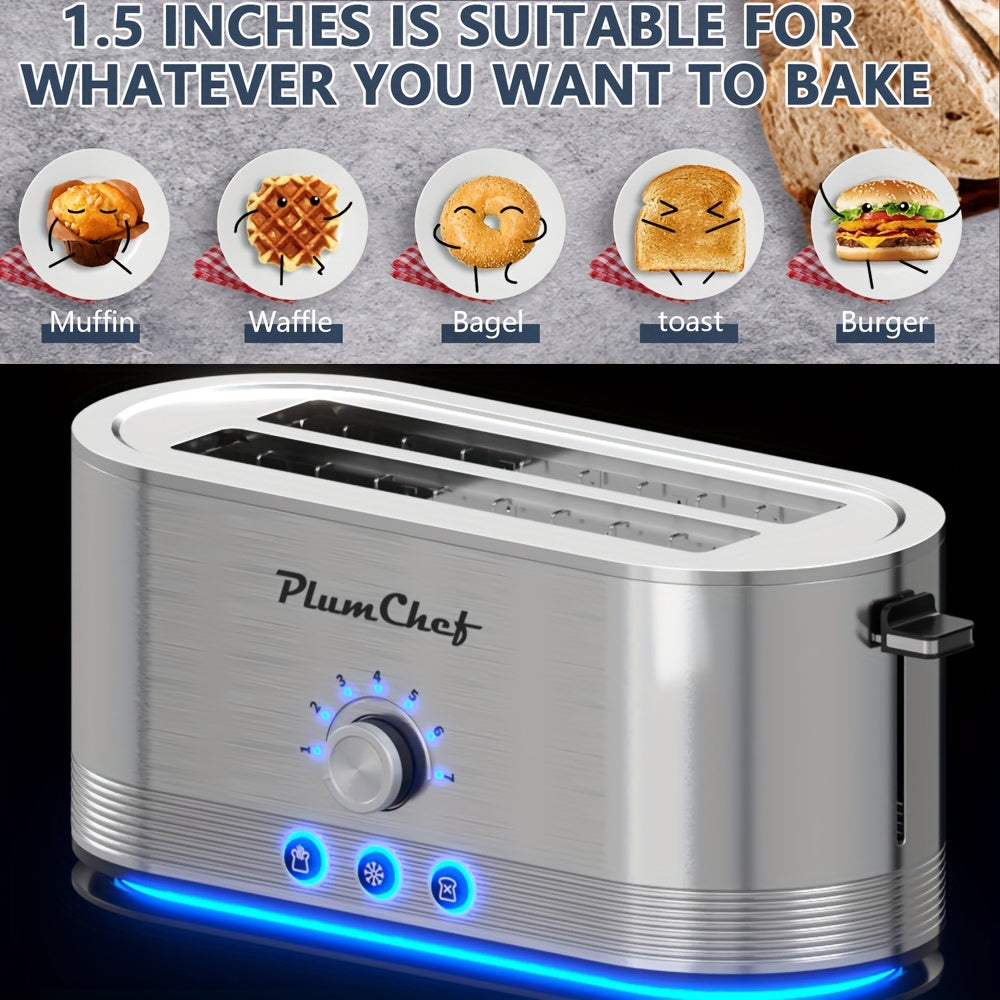 4 Slice Stainless Steel Toaster 7 Browning Levels Defrost