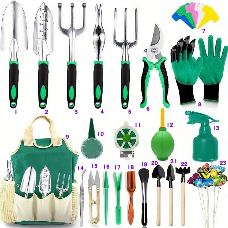 23 Piece Garden Tools Set With Tool Bag Gloves Sprayer Succulent Tools