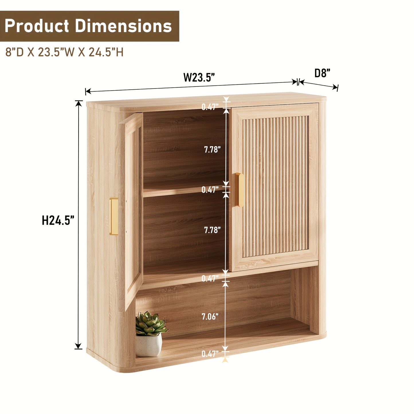 Natural Oak Wood Doors Over Toilet Storage Cabinet With Adjustable Shelves