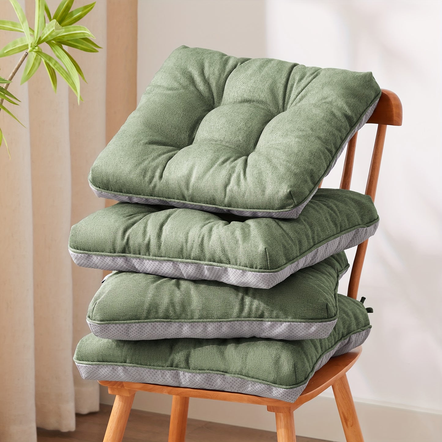 Chair Cushions Set Of 4, Kitchen Chair Cushions with Non-Slip Backing, Seat Cushions for Kitchen Chairs, Indoor Chair Pads with Ties
