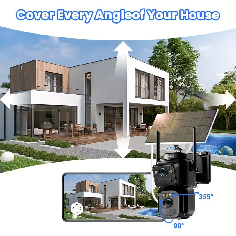 IP66 Waterproof Solar CCTV Camera 2K 10X Zoom 360 Degree Spotlight