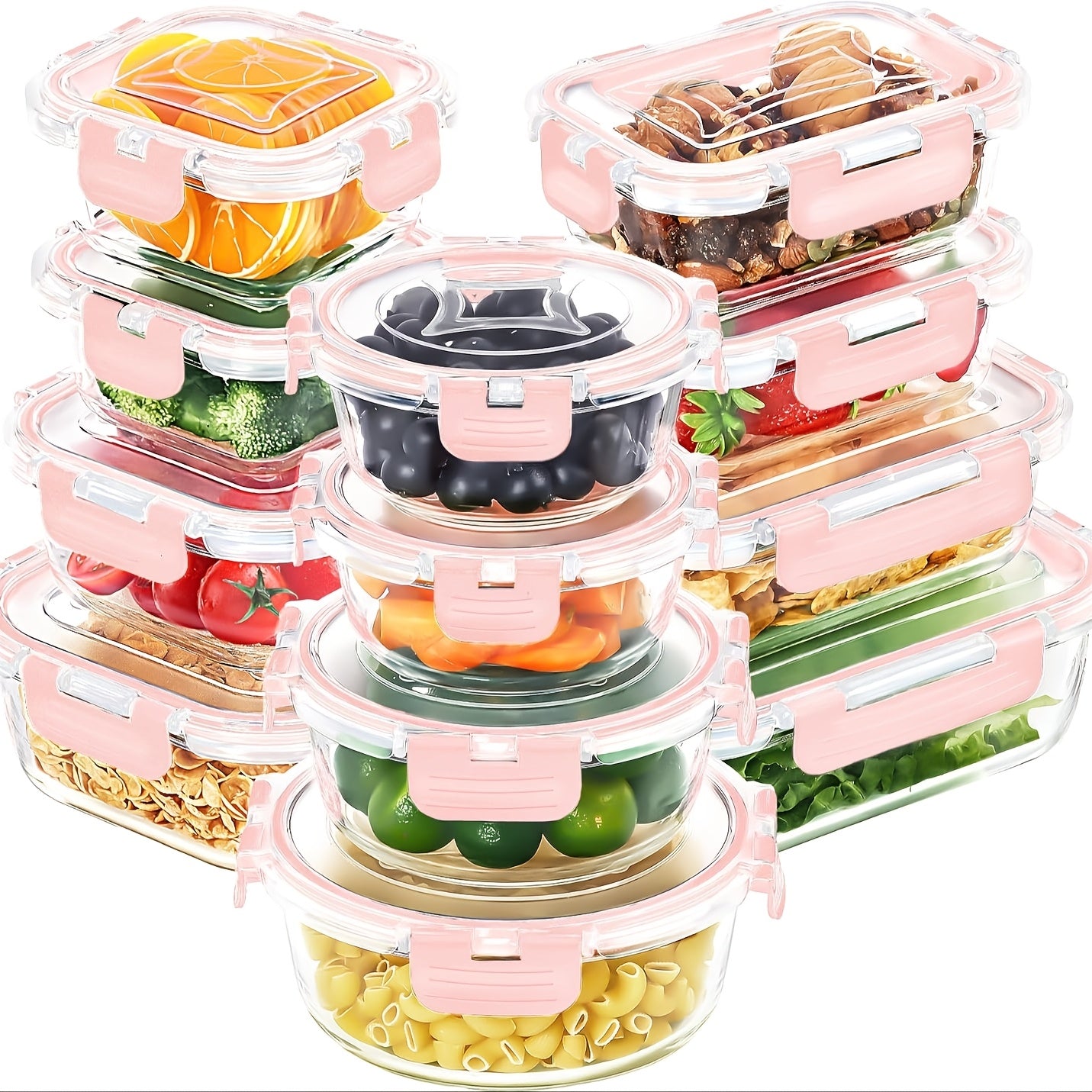 12 Pack Glass Food Storage Containers With Lids Airtight Microwave Safe
