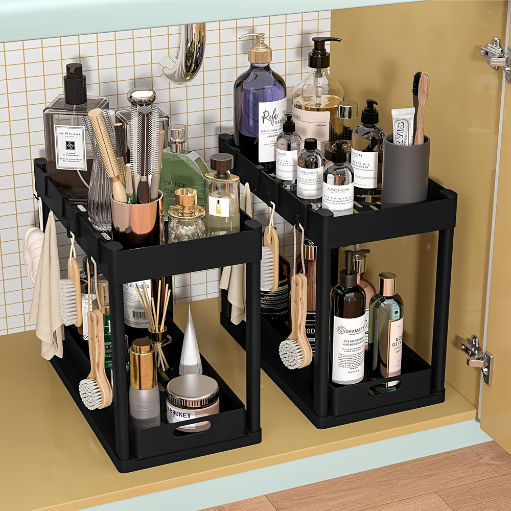 2 Pack Under Sink Organizer - Multi-Purpose Sliding Basket