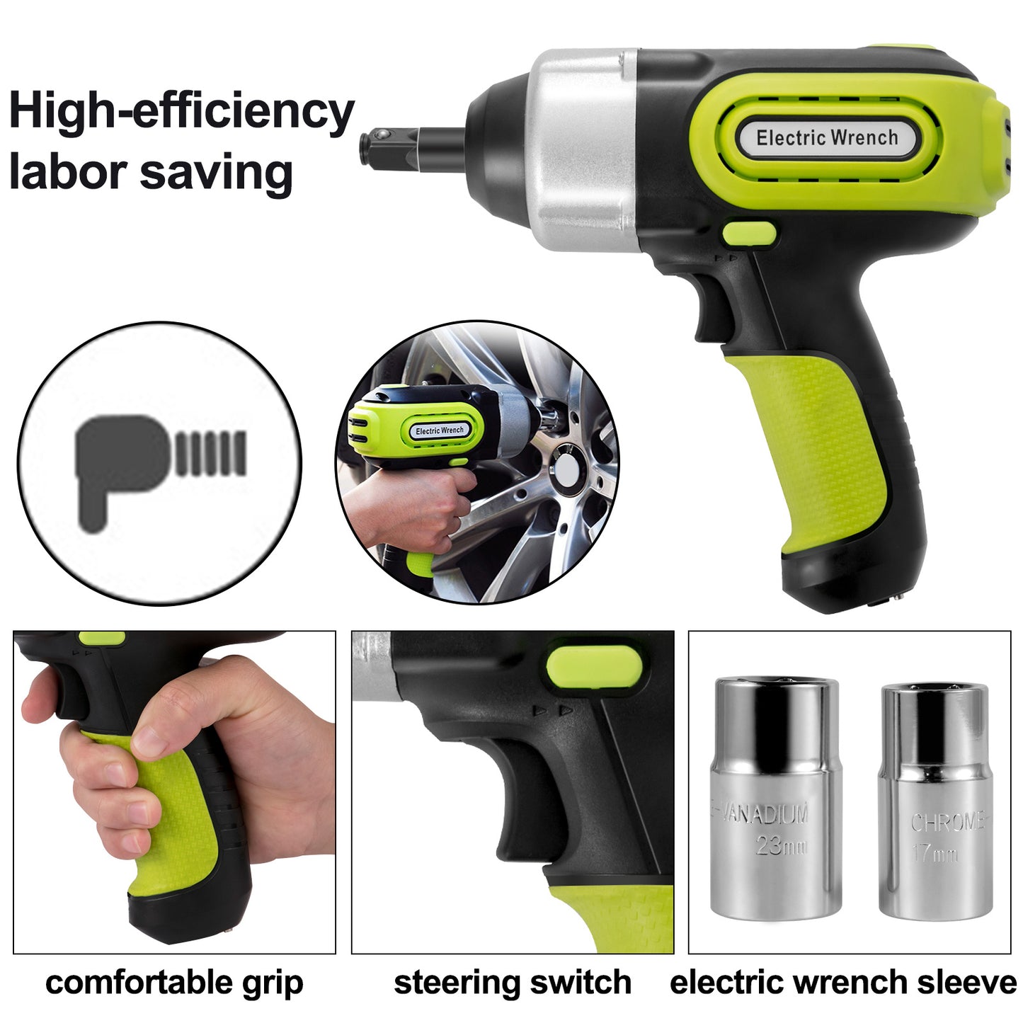 VEVOR 5 Ton Electric Car Jack With Hydraulic Floor Jack LED Light Impact Wrench