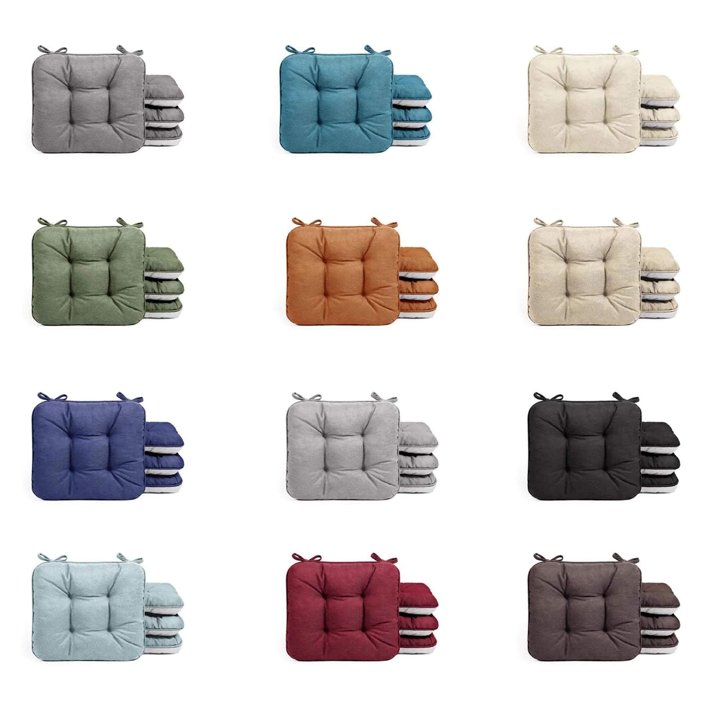 Chair Cushions Set Of 4, Kitchen Chair Cushions with Non-Slip Backing, Seat Cushions for Kitchen Chairs, Indoor Chair Pads with Ties