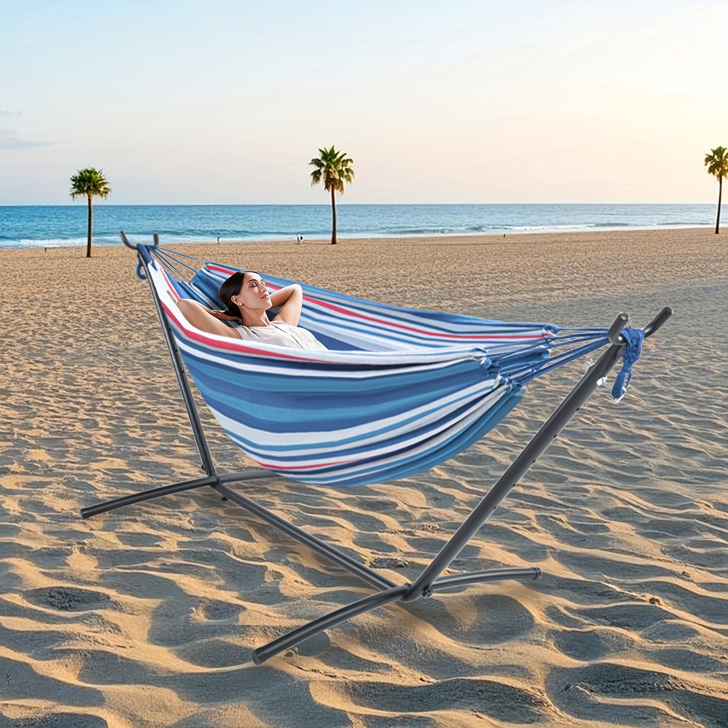 Heavy Duty Adjustable Portable Hammock Stand With 440 Pound Capacity Anti Slip