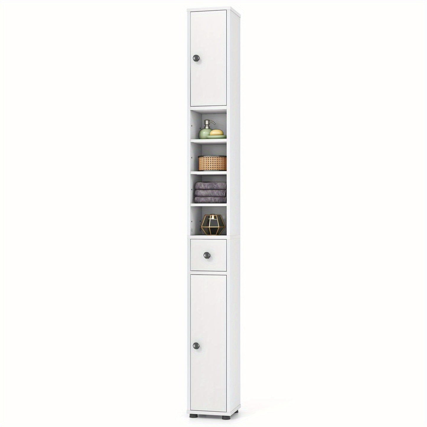 Costway Slim Bathroom Tall Cabinet Storage Organizer 2 Doors 1 Drawer 71 Inches