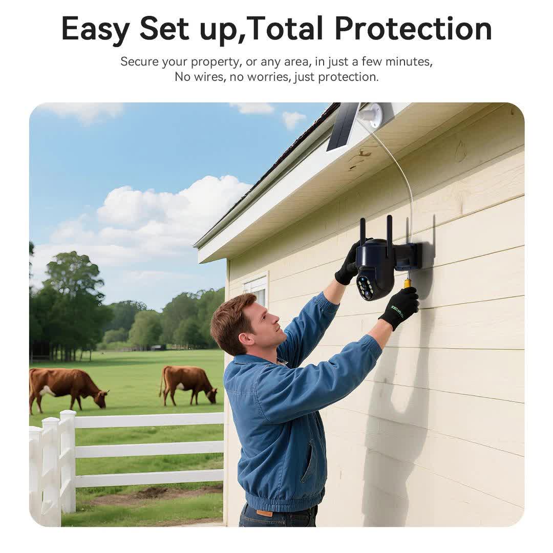 WESECUU 4G LTE Solar Security Camera No WiFi Needed 4MP Color Night Vision