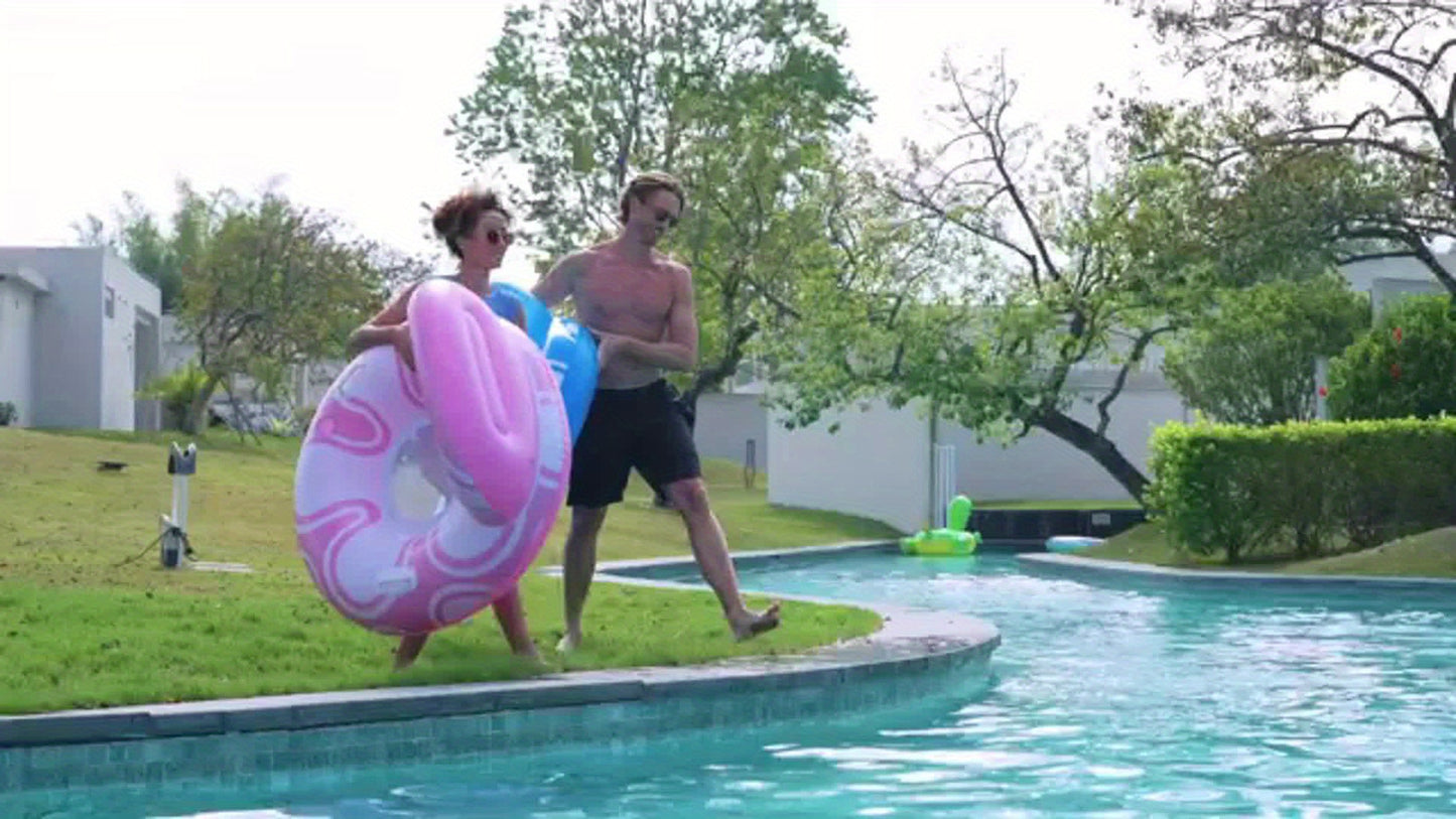 SYNCFUN Inflatable Pool Float Lounger - River Tube Floating Chair Sofa With Big Backrest, Blow Up Floaties Lake Raft Lounge With Mesh Bottom Handle Cup Holder Pool Party Toys For Adults(Blue Yellow)