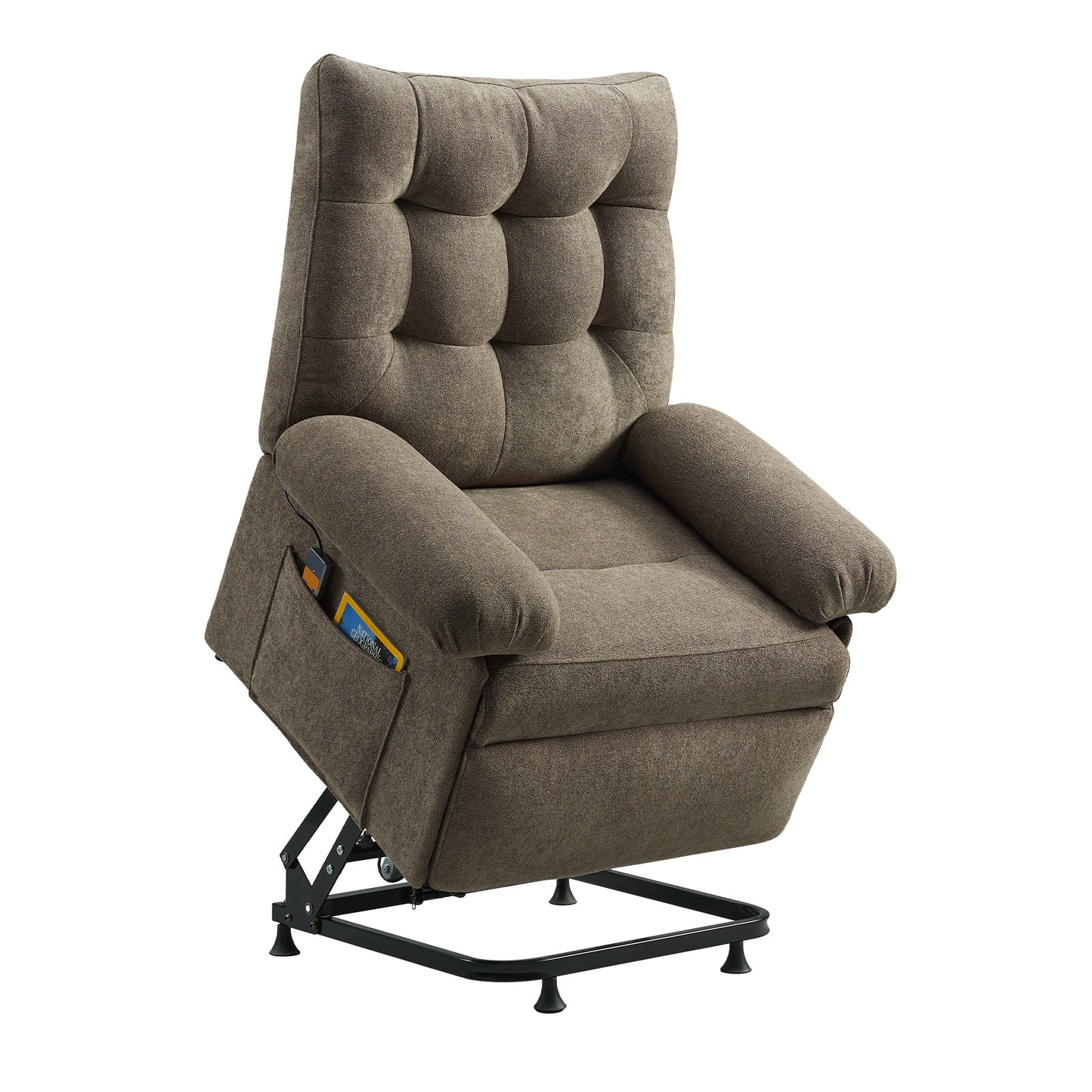 Triple Motor Power Lift Recliner Chair for Elderly Small with Removable Cover, Lumbar Pillow and Side Pocket, Infinite Positioning for Living Room, Bedroom