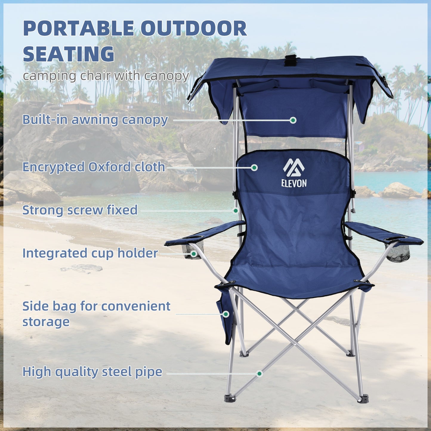 BalanceFrom Canopy Chair Folding Camping Recliner Support with Carrying Bag