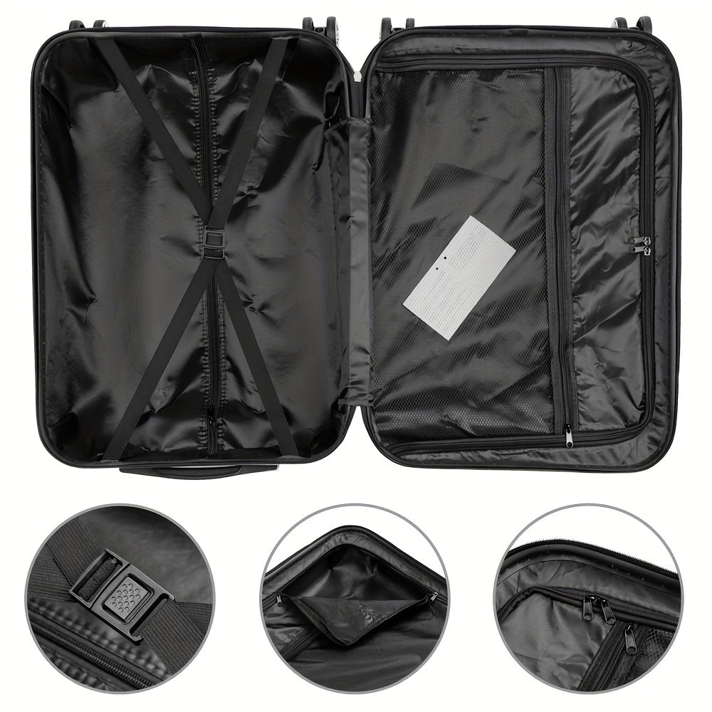 ABS Luggage 3 Hardshell Set With 20 24 28 Inch Aluminum Handle Spinner TSA Lock