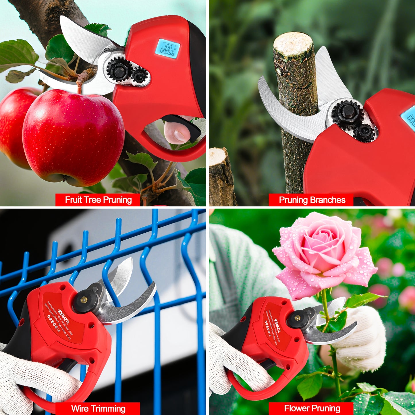 Upgraded Cordless Electric Pruning Shears 1.35 Inch Cutting Diameter with LCD
