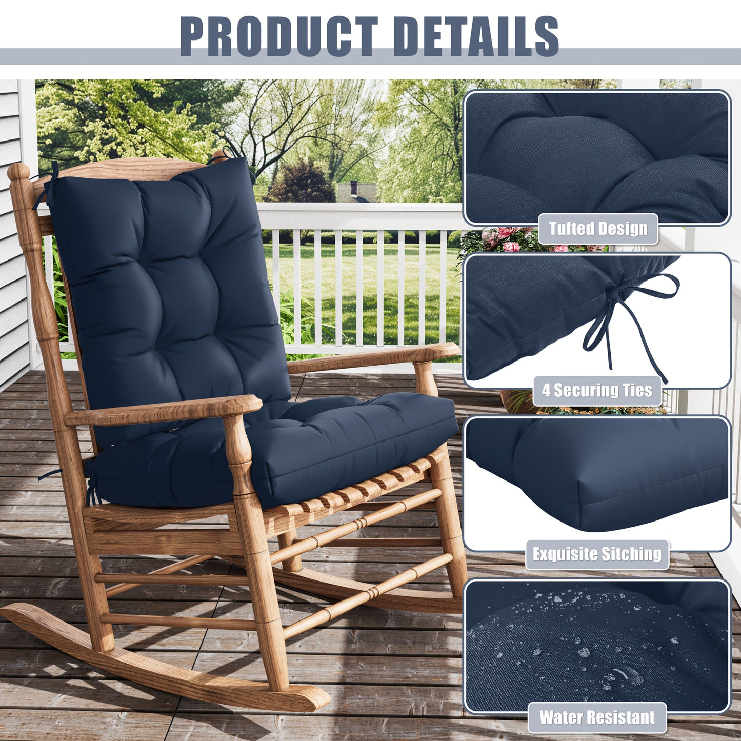 Set of 4 Outdoor Swing Cushions 22.5x22.5 Inches Waterproof All Season