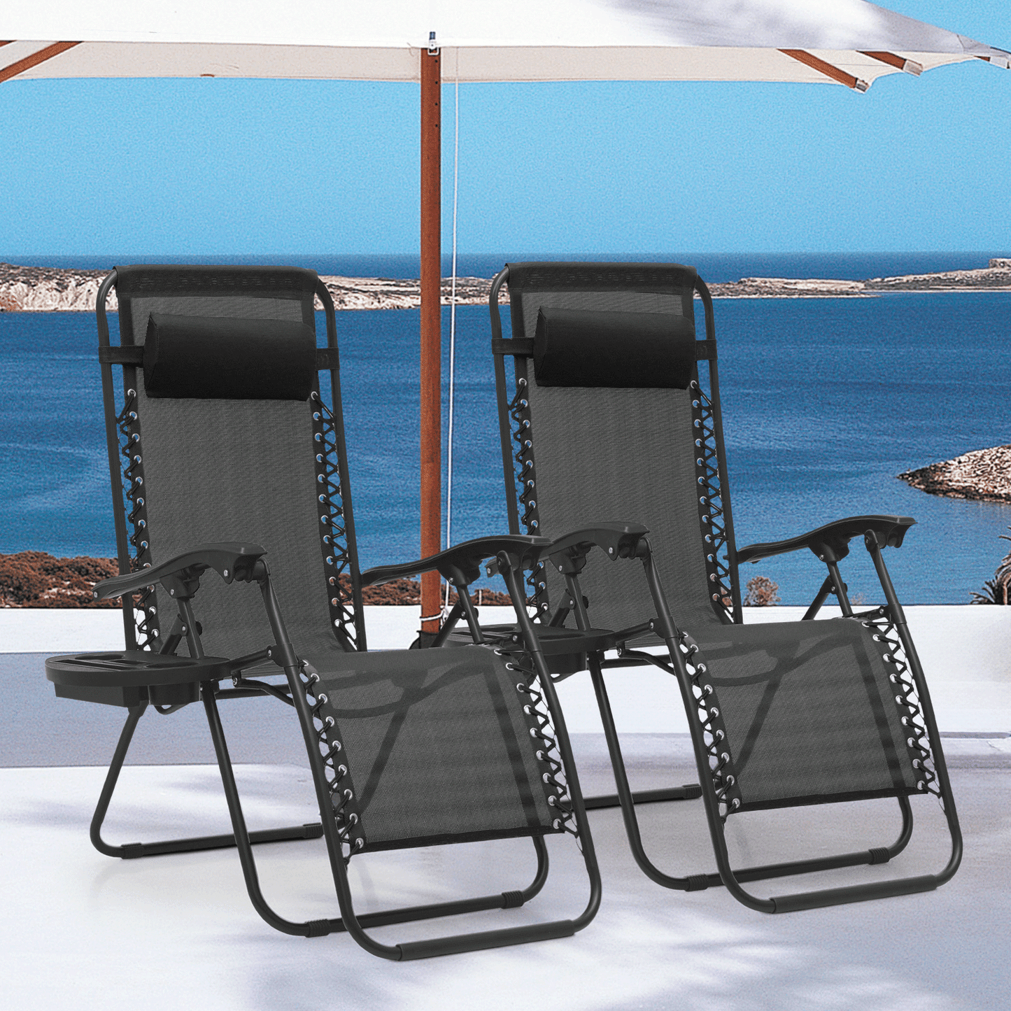MoNiBloom Zero Gravity Chairs Set of 2 Outdoor Folding Patio Lounge Chairs