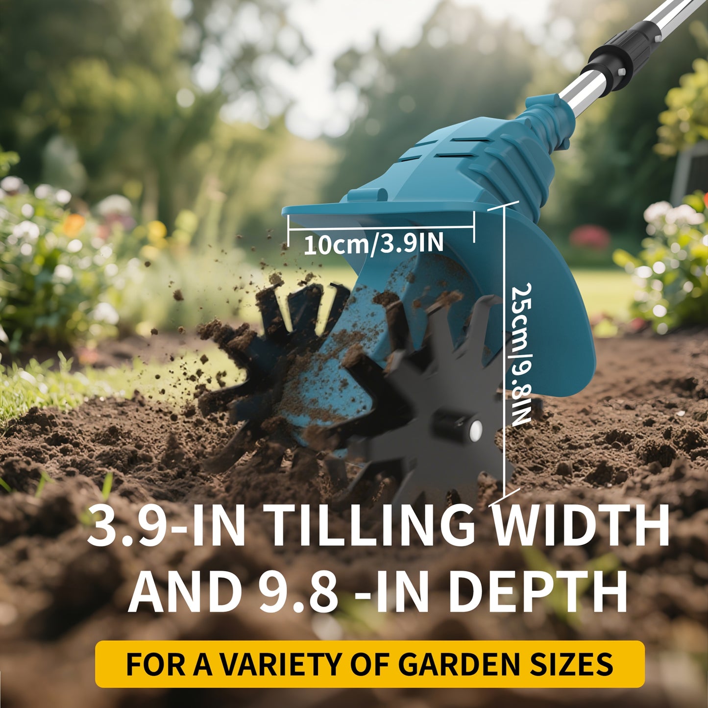 21V Cordless Tiller And Garden Scarifier 270 RPM With 2 Batteries And Charger