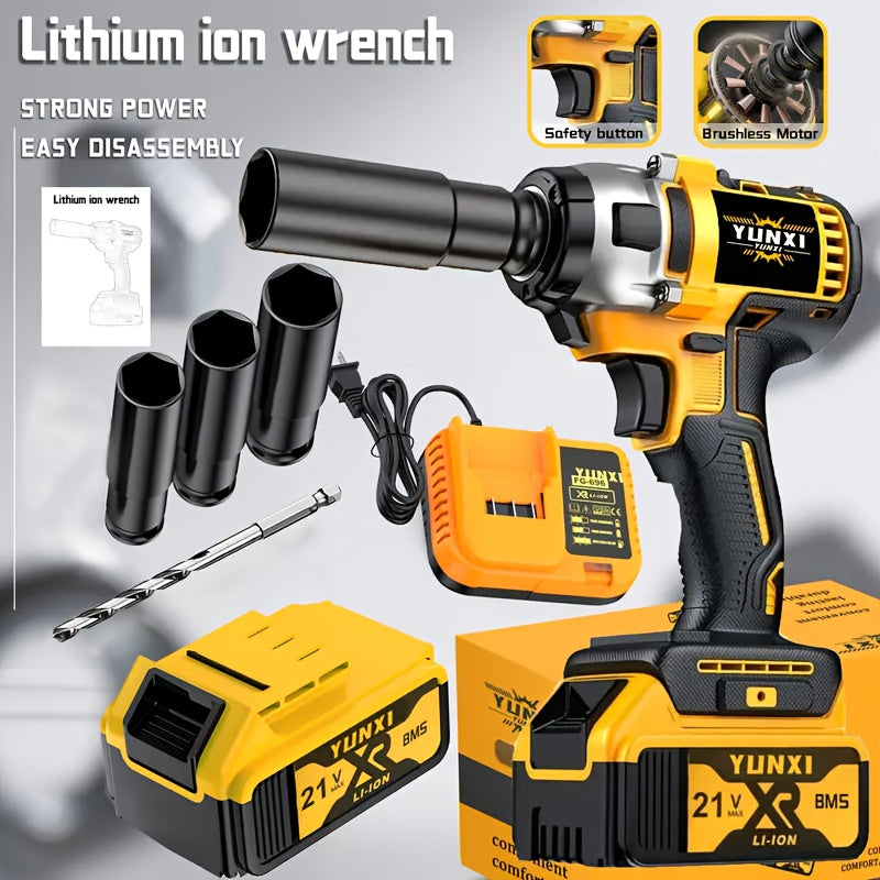 21V Wireless Impact Wrench High Torque Kit With 4000mAh Battery