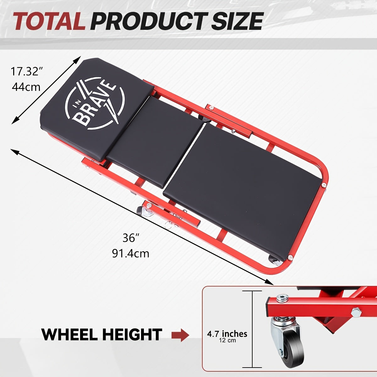 [2-in-1 Z-Type Crawler Seat] 2-in-1 Z-Type Adjustable Foldable Lift Seat Reclining Plate | Crawler Seat for Garage Car Bottom Repair Tool Box - Perfect Gift for Mechanic, Gray And Red Available