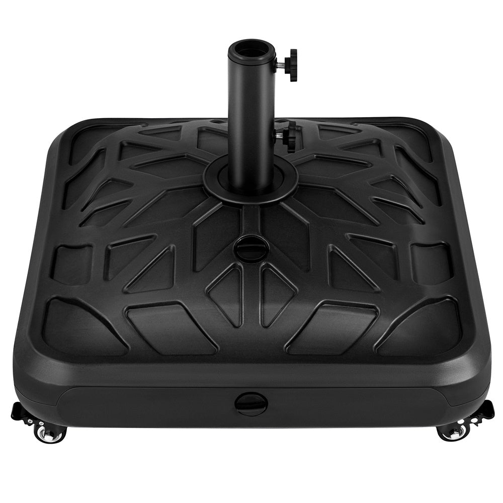 Costoffs Fillable Mobile Umbrella Base, Heavy Duty Patio Umbrella Pole Holder for Outdoor 4 Wheels, 4 Locks 2 Knobs 123lb Capacity for Deck, Poolside, Garden, Black-Checkered