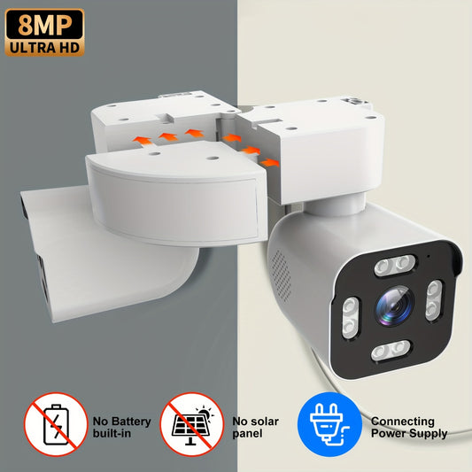 8MP Dual Lens PTZ Security Camera Indoor Outdoor 360 Panoramic Night Vision