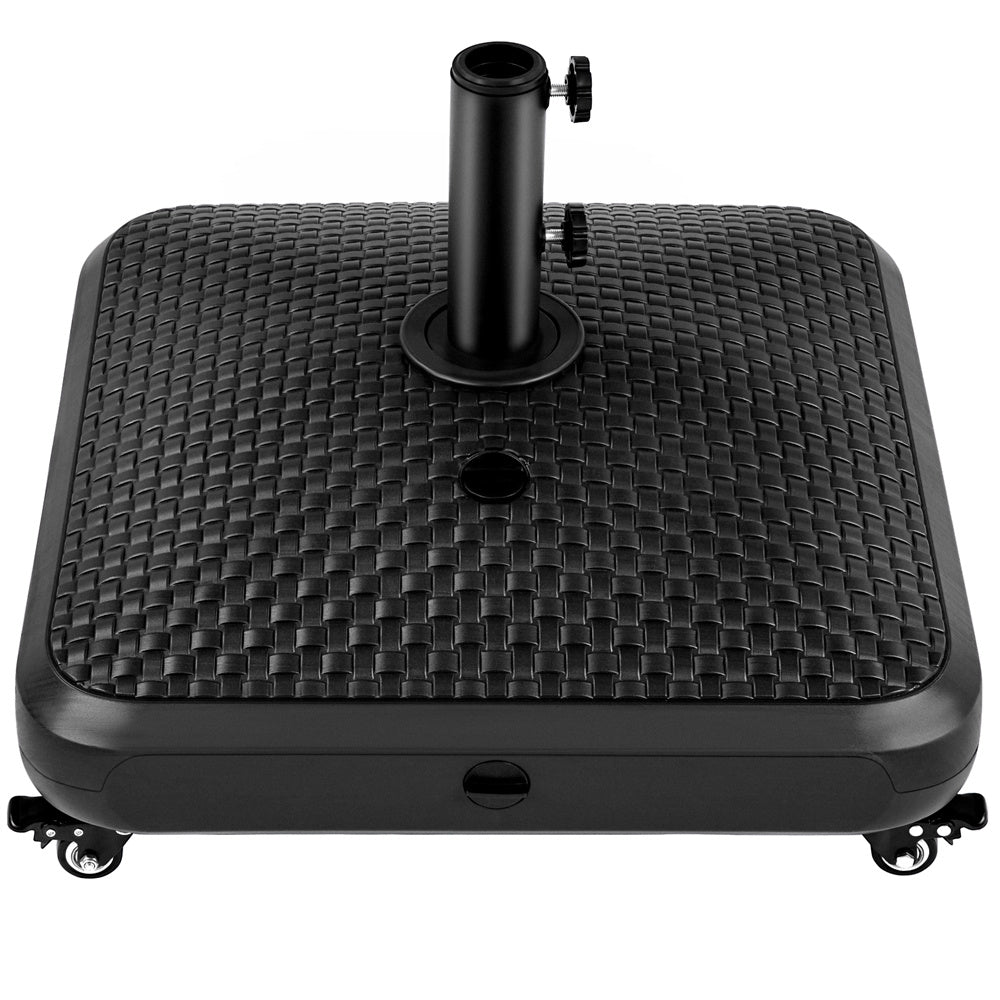 Costoffs Fillable Mobile Umbrella Base, Heavy Duty Patio Umbrella Pole Holder for Outdoor 4 Wheels, 4 Locks 2 Knobs 123lb Capacity for Deck, Poolside, Garden, Black-Checkered