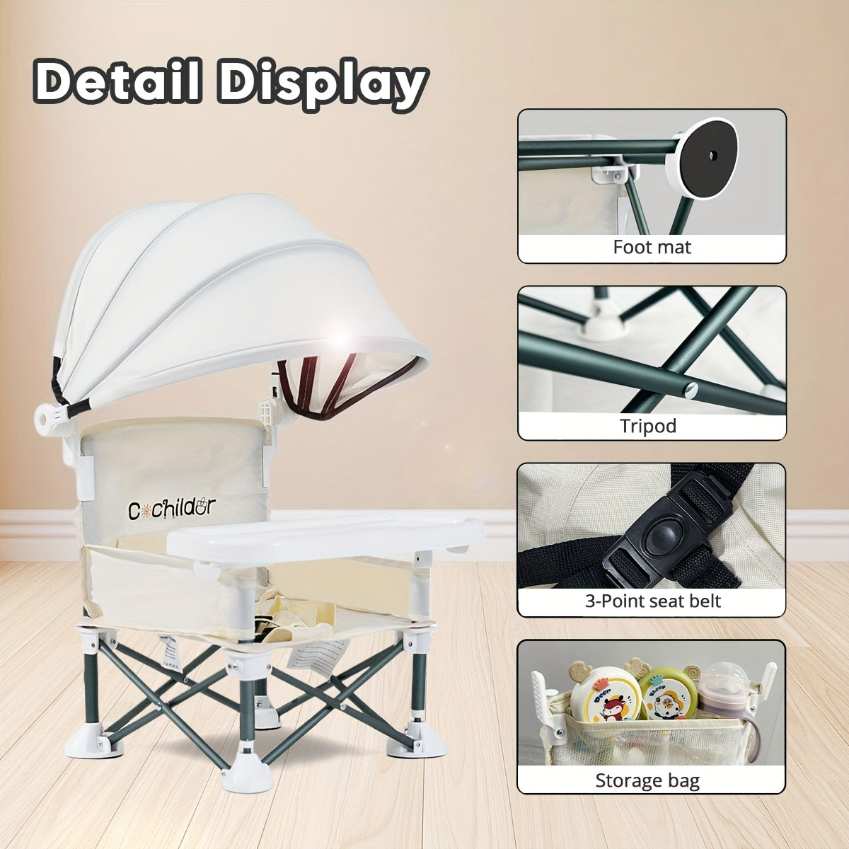 Cochildor Portable Booster Seat and High Chair with Detachable Tray