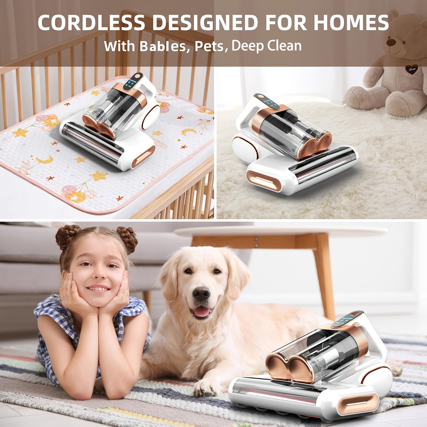 Mattress Vacuum Cleaner With UVC 16Kpa Handheld Suction