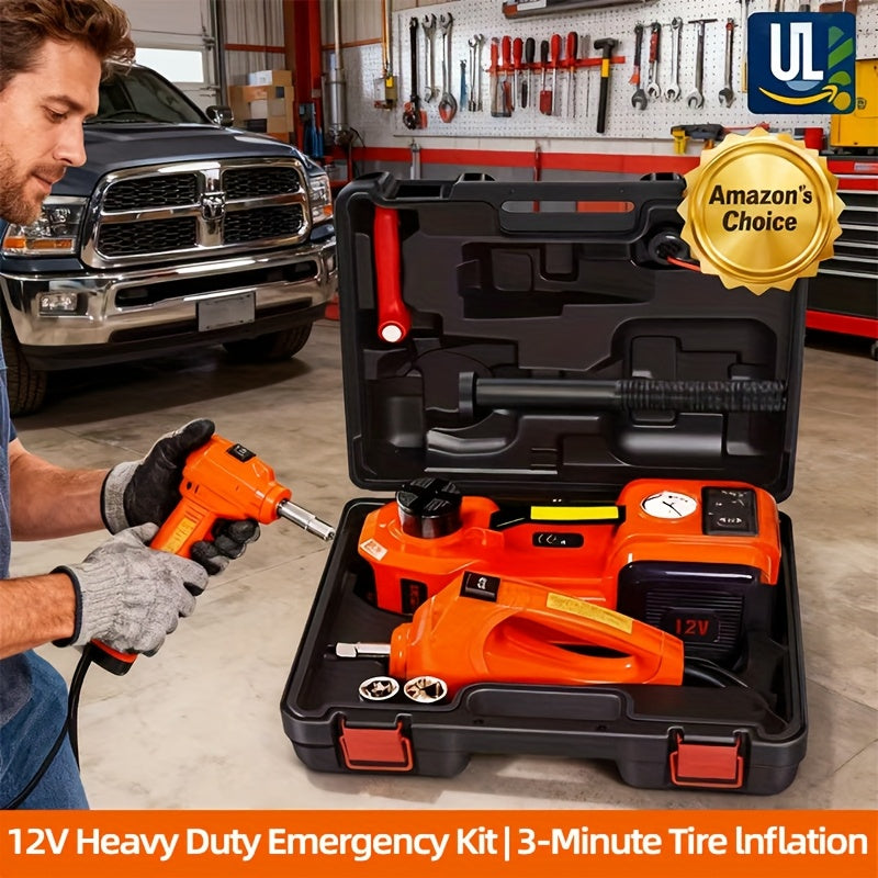 12V 5 Ton Electric Car Jack Set Off Road Kit With Air Compressor And Wrench