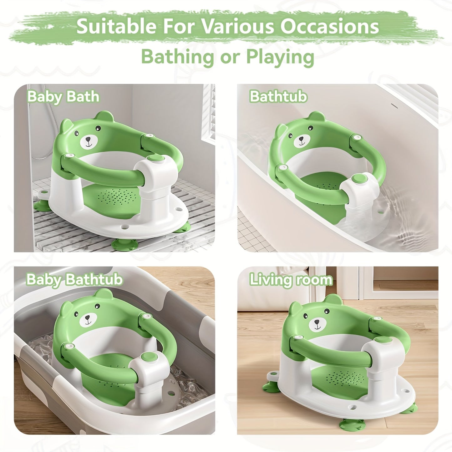 Baby Bath Seat 6 Months And Up Non Slip With 4 Suction Cups